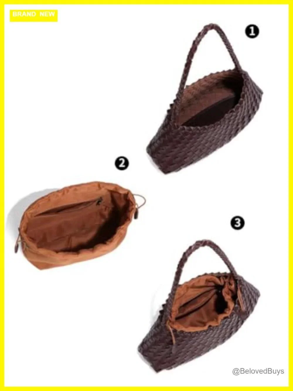 Suede Woven Hobo Tote Bag Faux Leather Shoulder Purse Trendy Vintage Underarm